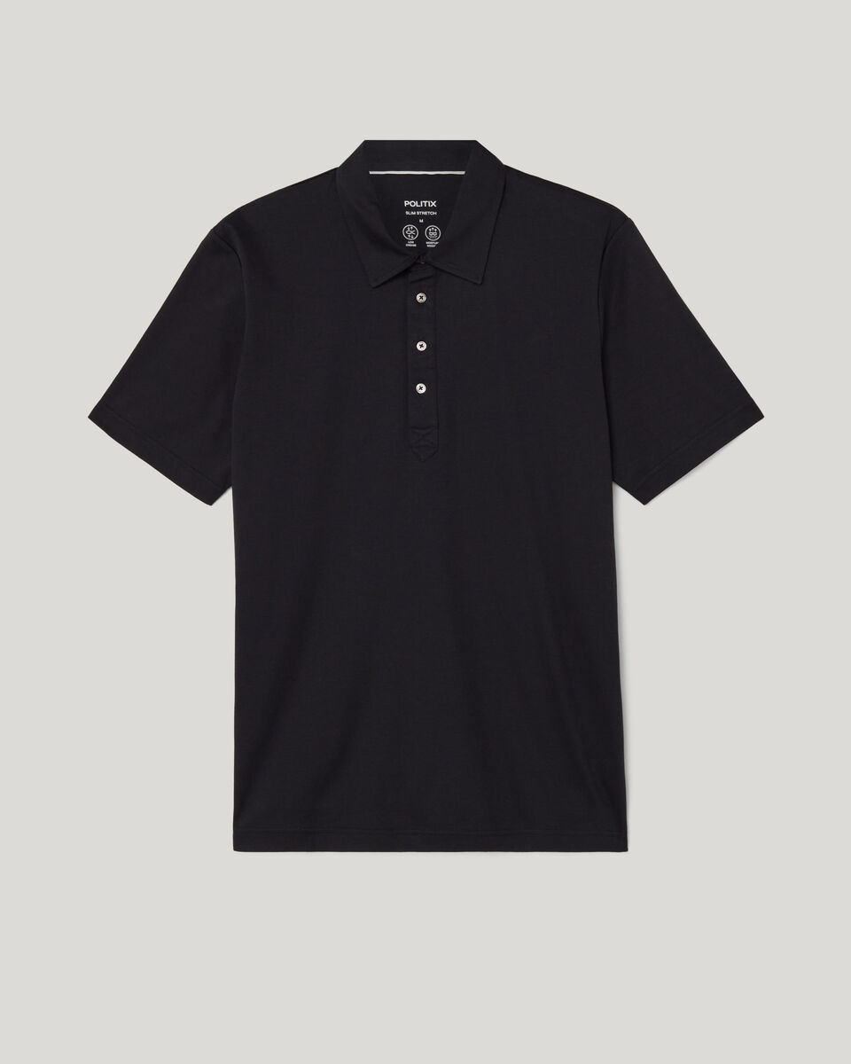 Travel Short Sleeve Polo, Black, hi-res